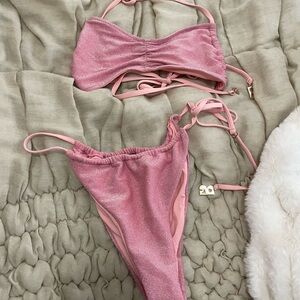 Black Bough Swim Pink Shimmer Bikini Set